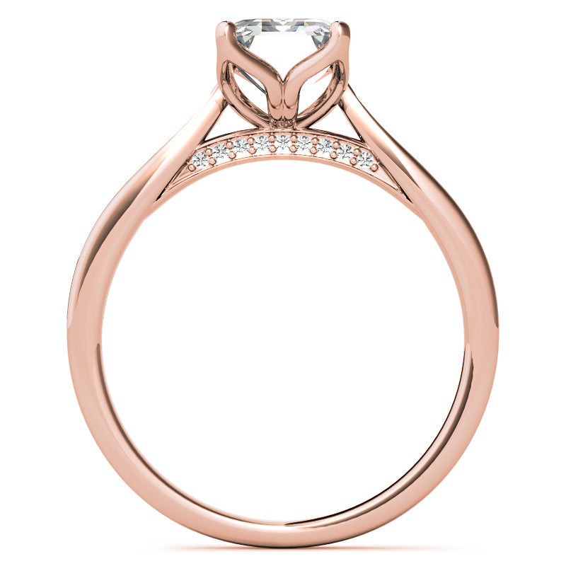 Emerald / Radiant cut Cathedral Engagement Ring