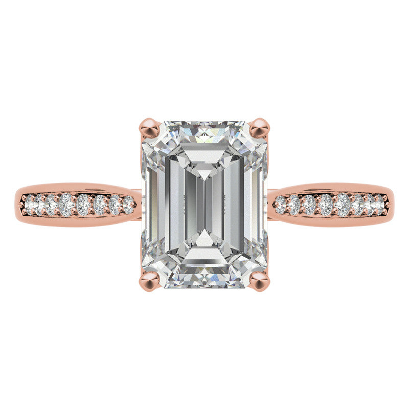 Emerald / Radiant cut Cathedral Engagement Ring