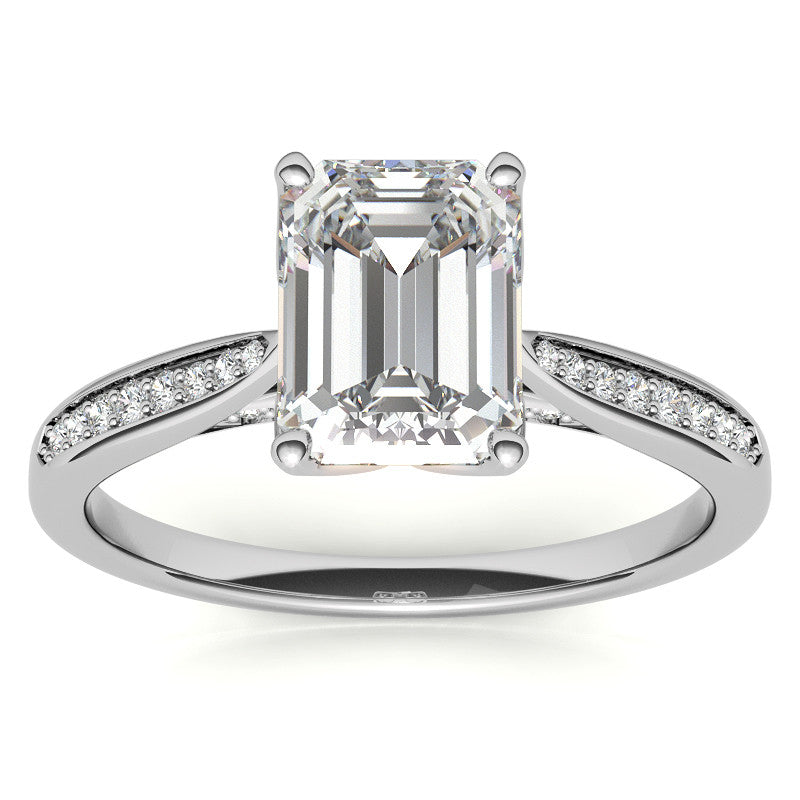 Emerald / Radiant cut Cathedral Engagement Ring