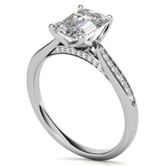 Emerald / Radiant cut Cathedral Engagement Ring