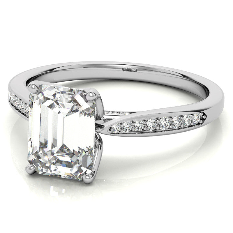 Emerald / Radiant cut Cathedral Engagement Ring
