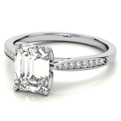 Emerald / Radiant cut Cathedral Engagement Ring