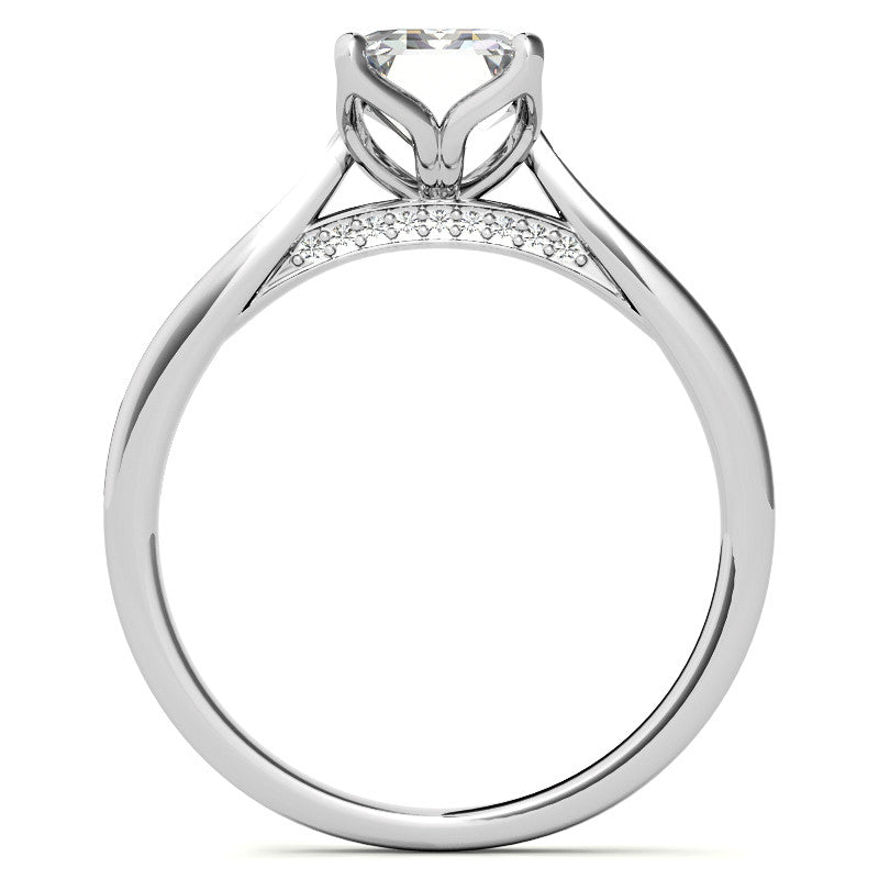 Emerald / Radiant cut Cathedral Engagement Ring