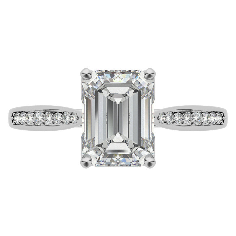 Emerald / Radiant cut Cathedral Engagement Ring