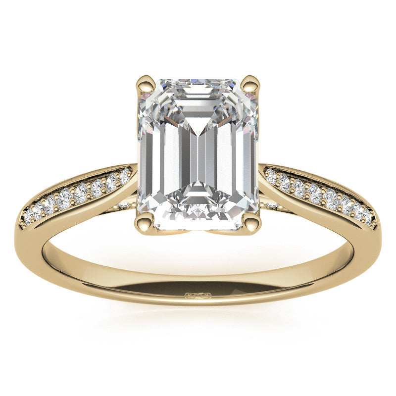 Emerald / Radiant cut Cathedral Engagement Ring