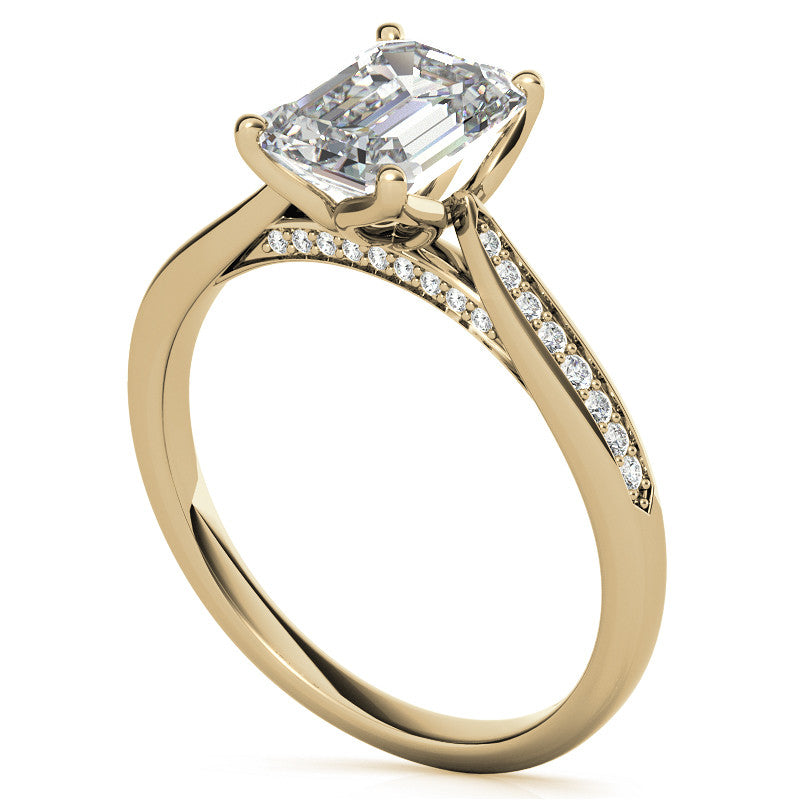 Emerald / Radiant cut Cathedral Engagement Ring