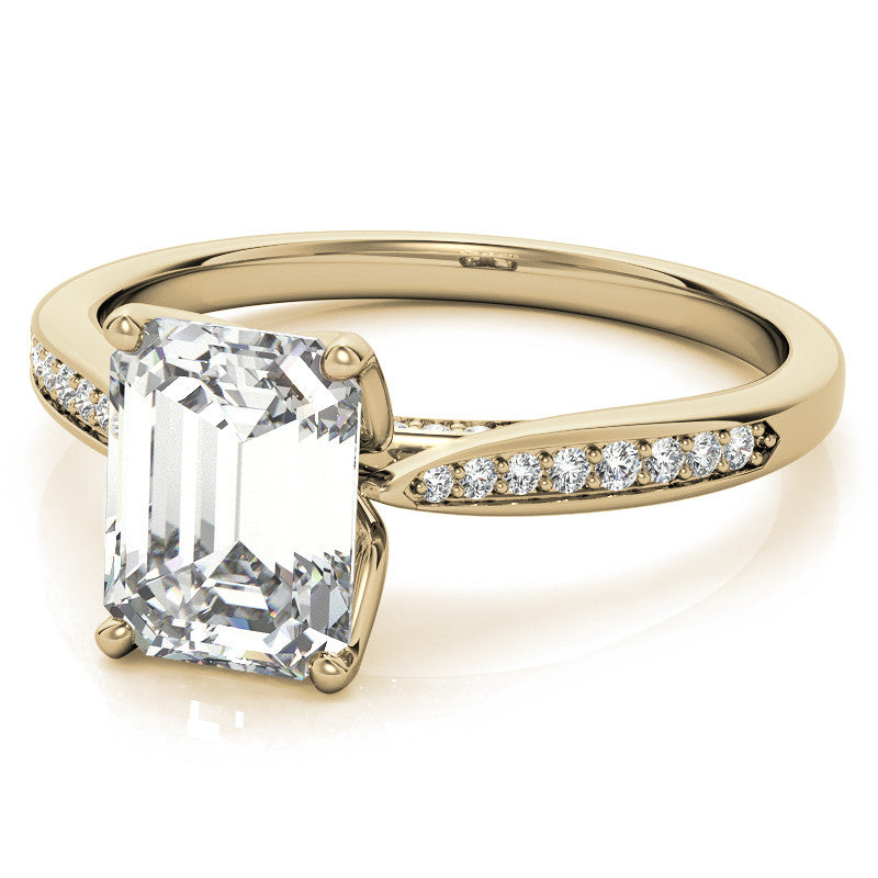 Emerald / Radiant cut Cathedral Engagement Ring