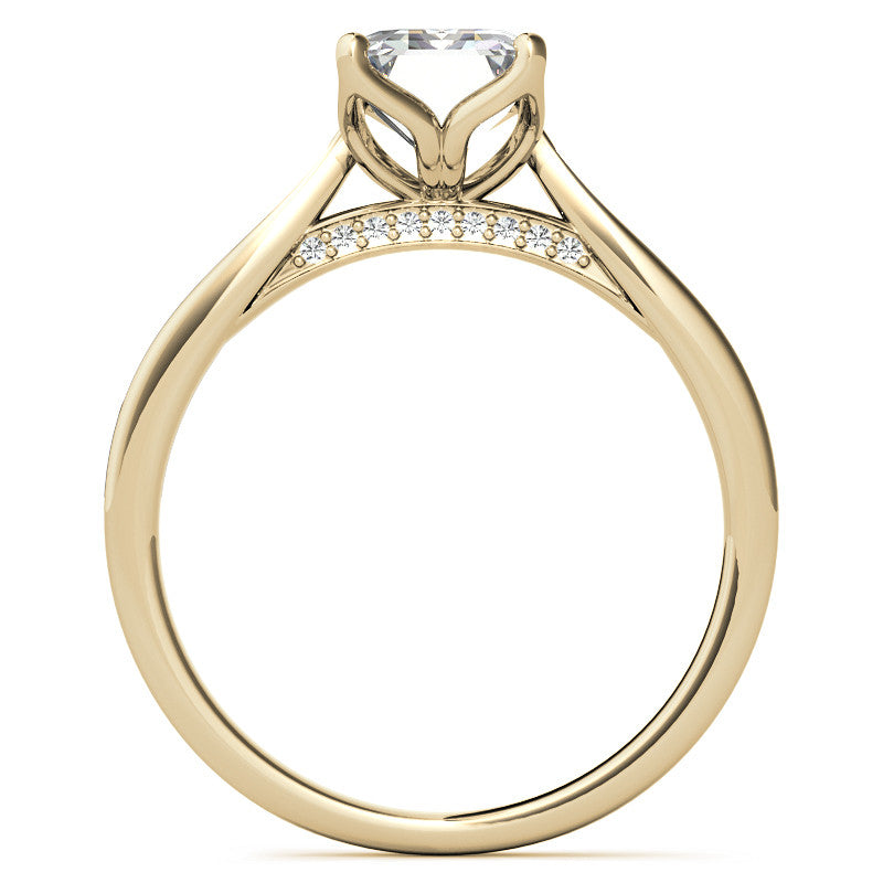 Emerald / Radiant cut Cathedral Engagement Ring
