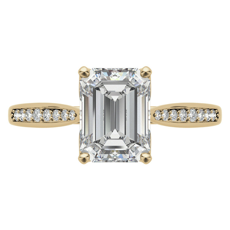Emerald / Radiant cut Cathedral Engagement Ring