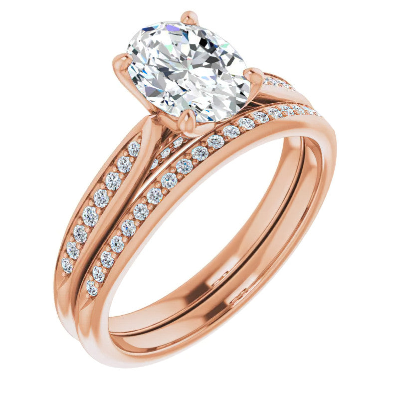 Oval Moissanite Tulip Cathedral Engagement Ring