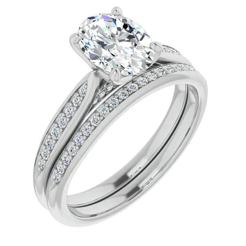 Oval Moissanite Tulip Cathedral Engagement Ring