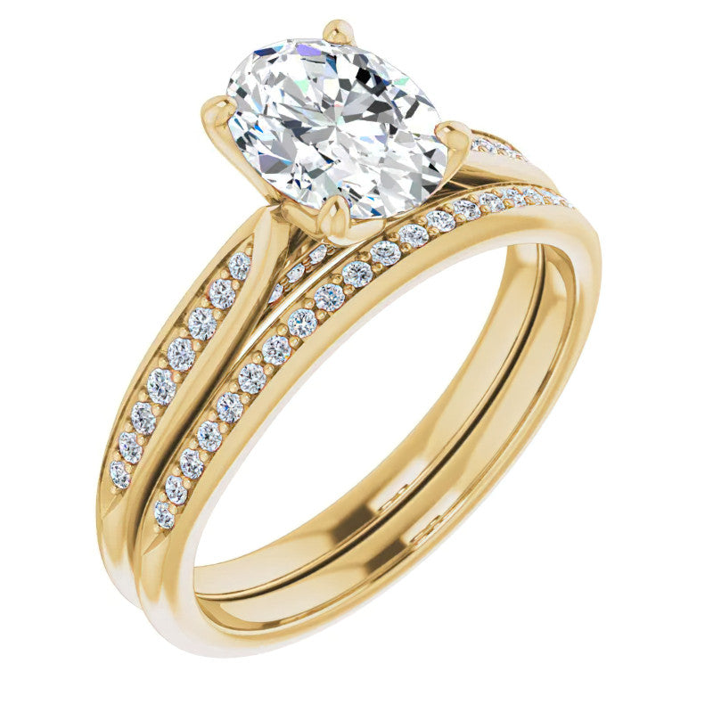 Oval Moissanite Tulip Cathedral Engagement Ring