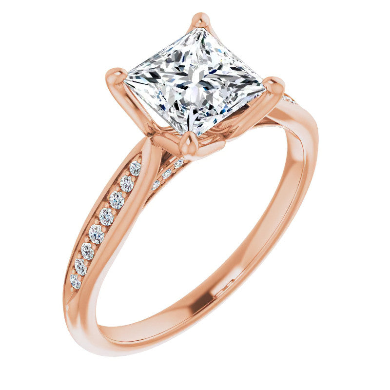 Princess Moissanite Tulip Cathedral Engagement Ring