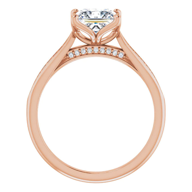 Princess Moissanite Tulip Cathedral Engagement Ring