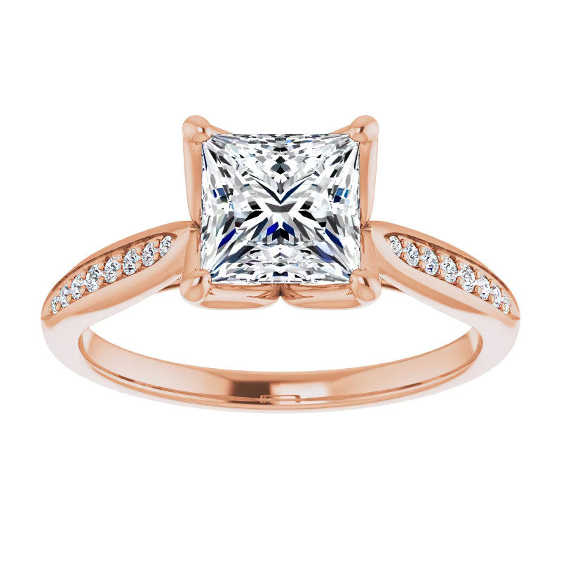 Princess Moissanite Tulip Cathedral Engagement Ring