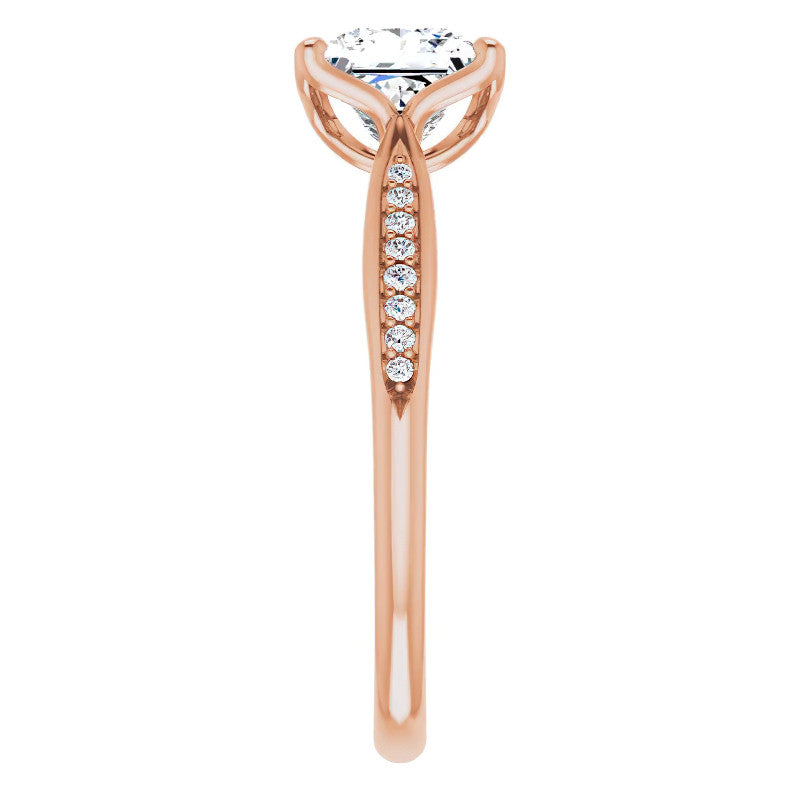 Princess Moissanite Tulip Cathedral Engagement Ring