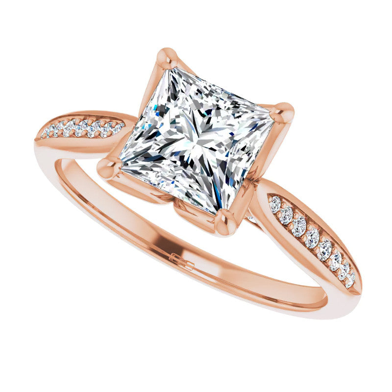 Princess Moissanite Tulip Cathedral Engagement Ring