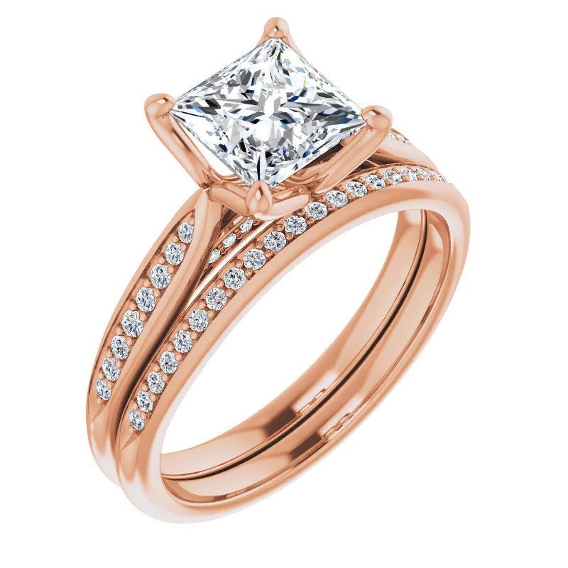 Princess Moissanite Tulip Cathedral Engagement Ring
