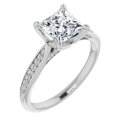 Princess Moissanite Tulip Cathedral Engagement Ring