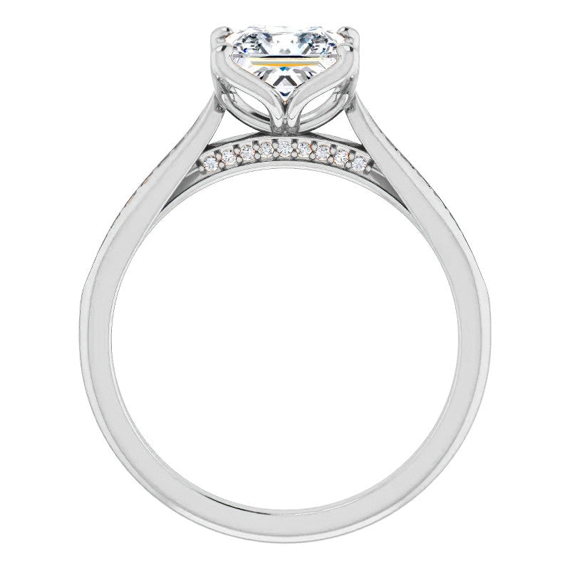 Princess Moissanite Tulip Cathedral Engagement Ring
