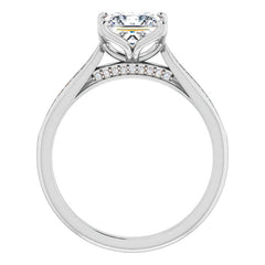 Princess Moissanite Tulip Cathedral Engagement Ring