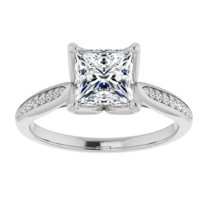 Princess Moissanite Tulip Cathedral Engagement Ring