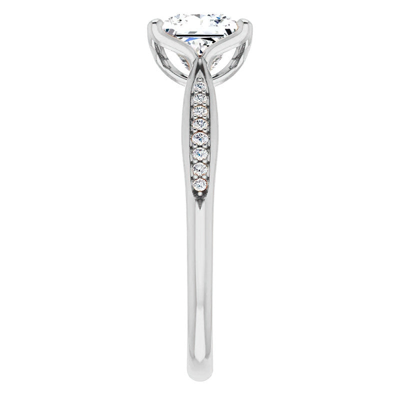 Princess Moissanite Tulip Cathedral Engagement Ring