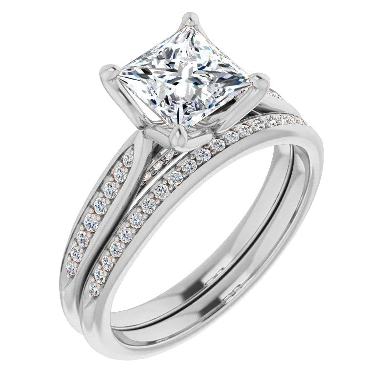 Princess Moissanite Tulip Cathedral Engagement Ring