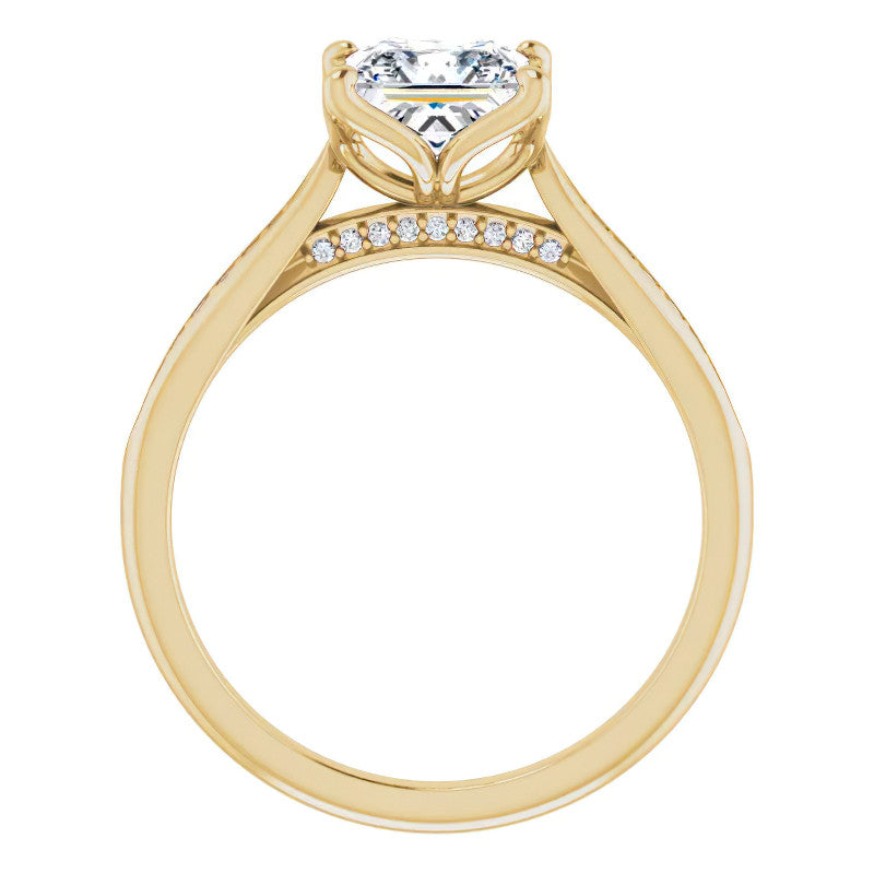 Princess Moissanite Tulip Cathedral Engagement Ring