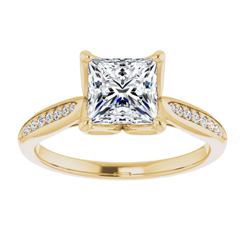 Princess Moissanite Tulip Cathedral Engagement Ring