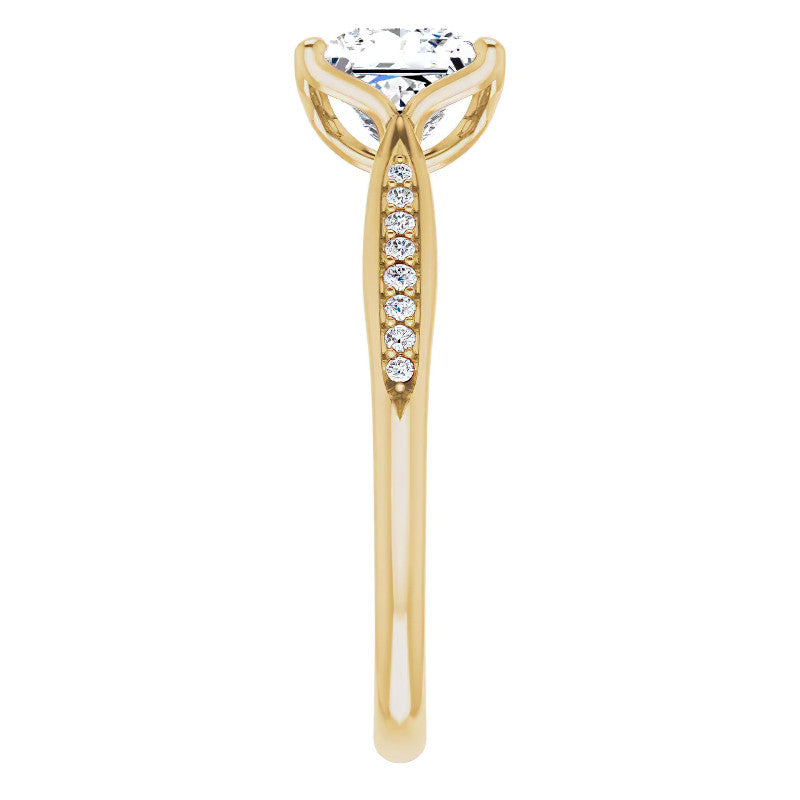 Princess Moissanite Tulip Cathedral Engagement Ring
