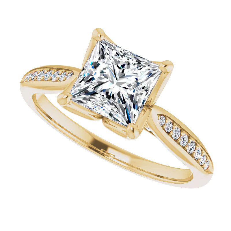 Princess Moissanite Tulip Cathedral Engagement Ring