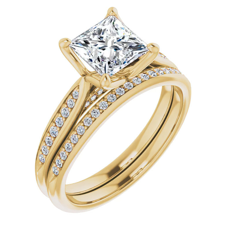 Princess Moissanite Tulip Cathedral Engagement Ring