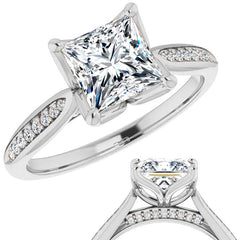Princess Moissanite Tulip Cathedral Engagement Ring