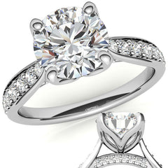 Round Tulip Cathedral Moissanite Engagement Ring