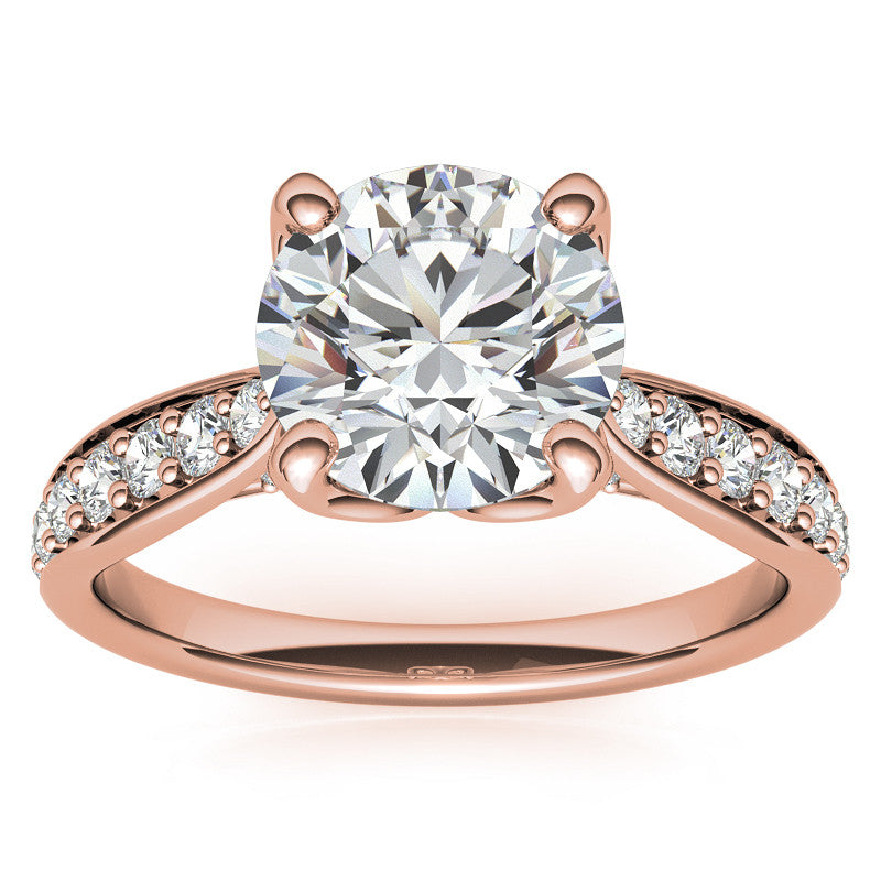 Round Tulip Cathedral Moissanite Engagement Ring