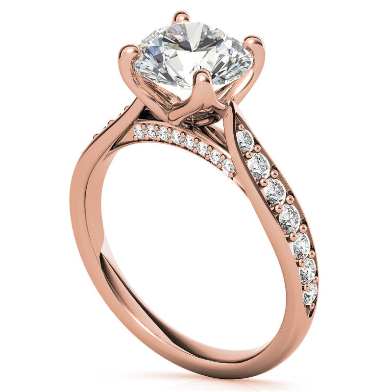 Round Tulip Cathedral Moissanite Engagement Ring