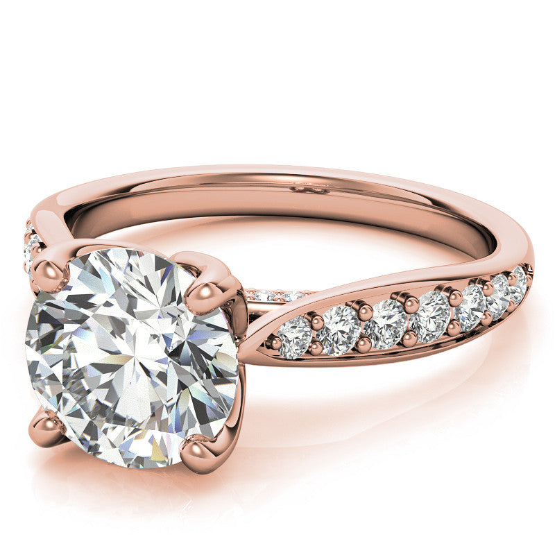 Round Tulip Cathedral Moissanite Engagement Ring