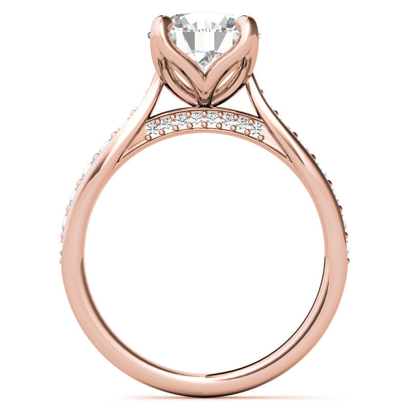 Round Tulip Cathedral Moissanite Engagement Ring