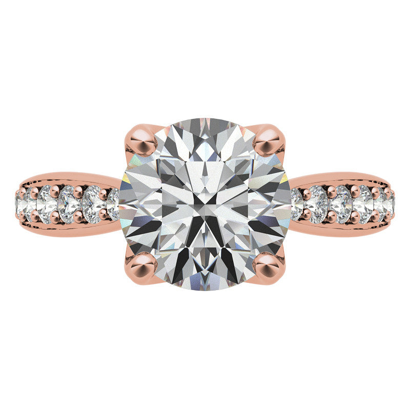 Round Tulip Cathedral Moissanite Engagement Ring