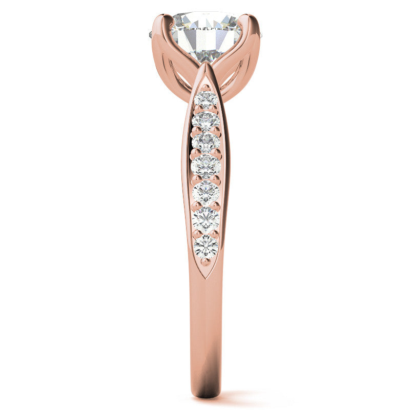 Round Tulip Cathedral Moissanite Engagement Ring