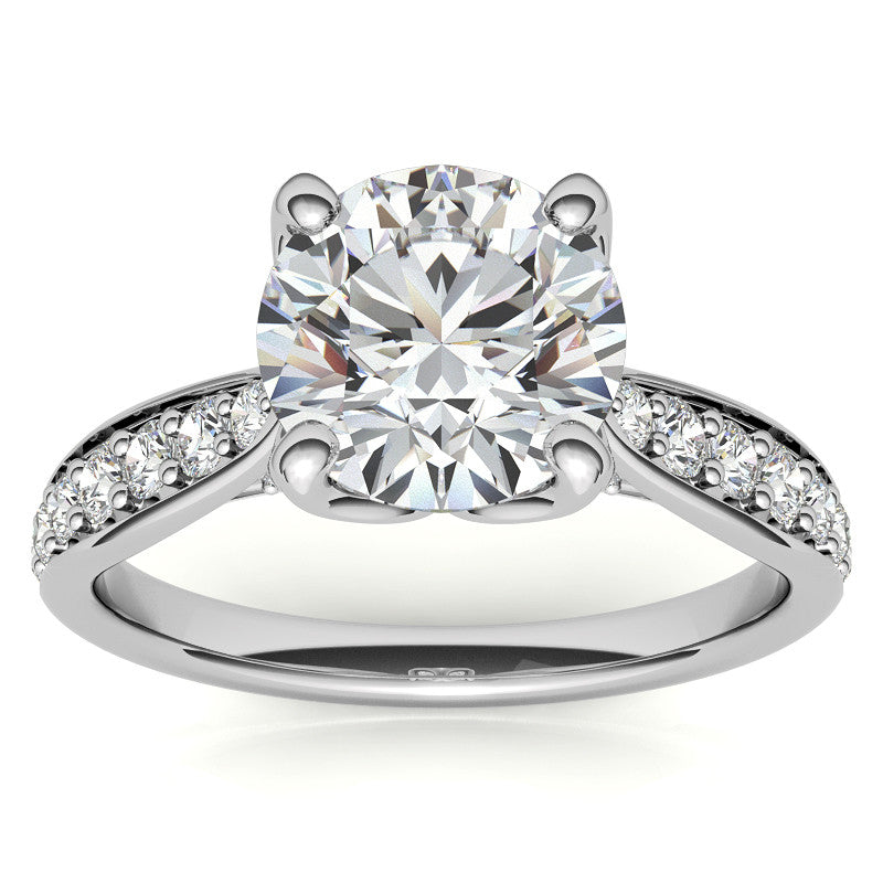 Round Tulip Cathedral Moissanite Engagement Ring