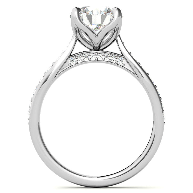 Round Tulip Cathedral Moissanite Engagement Ring