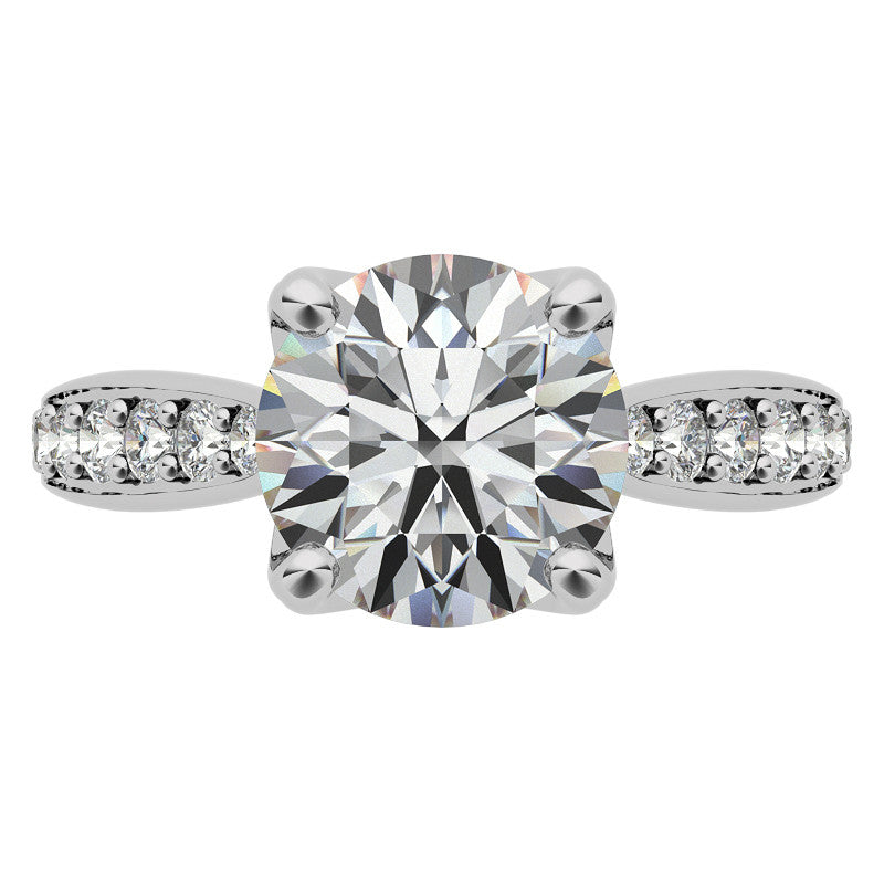 Round Tulip Cathedral Moissanite Engagement Ring