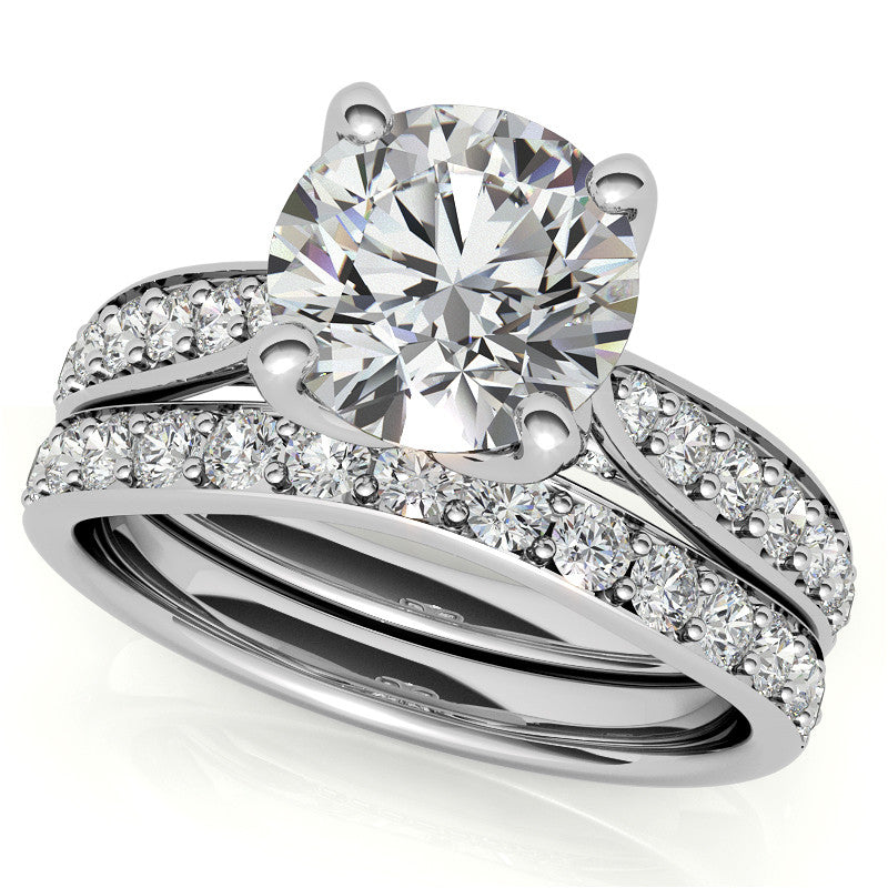 Round Tulip Cathedral Moissanite Engagement Ring