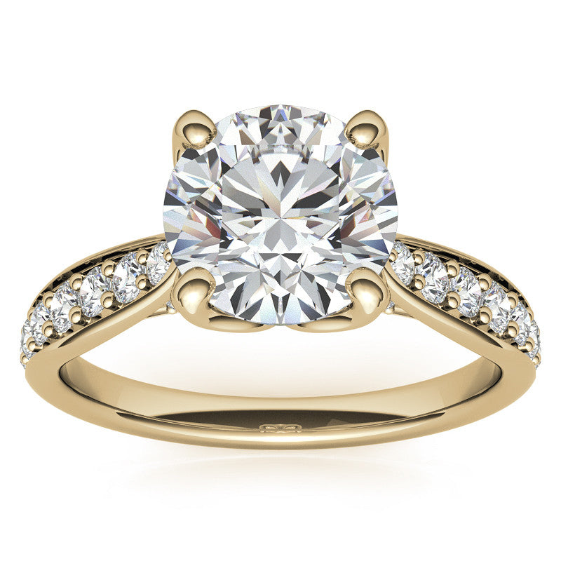 Round Tulip Cathedral Moissanite Engagement Ring