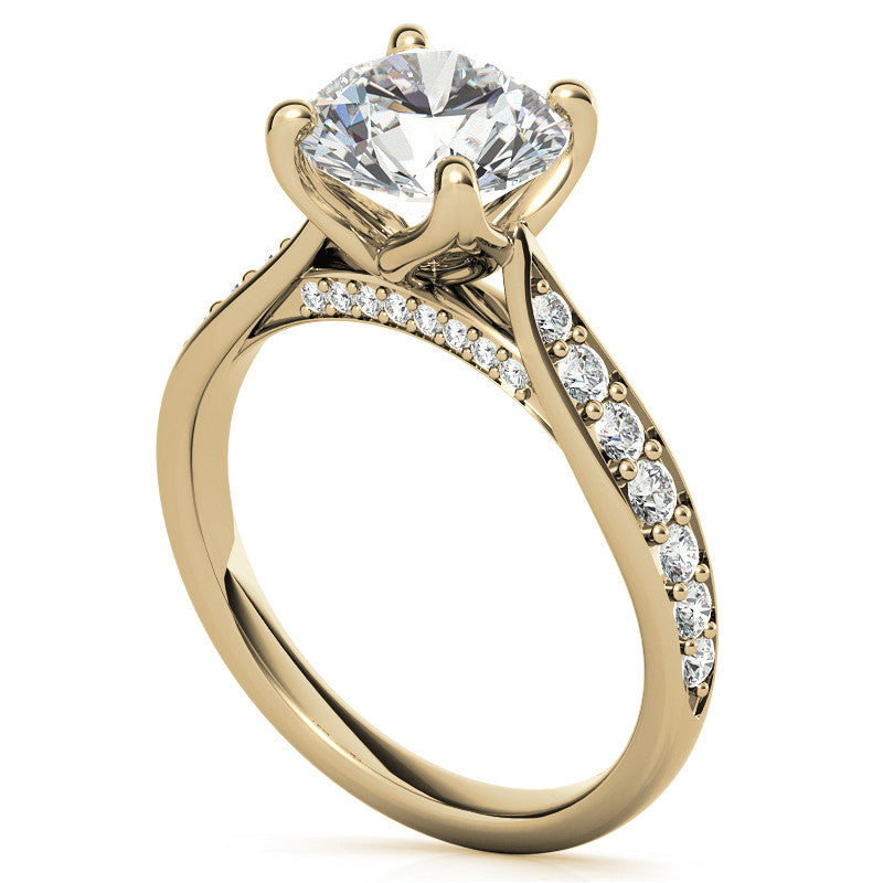Round Tulip Cathedral Moissanite Engagement Ring
