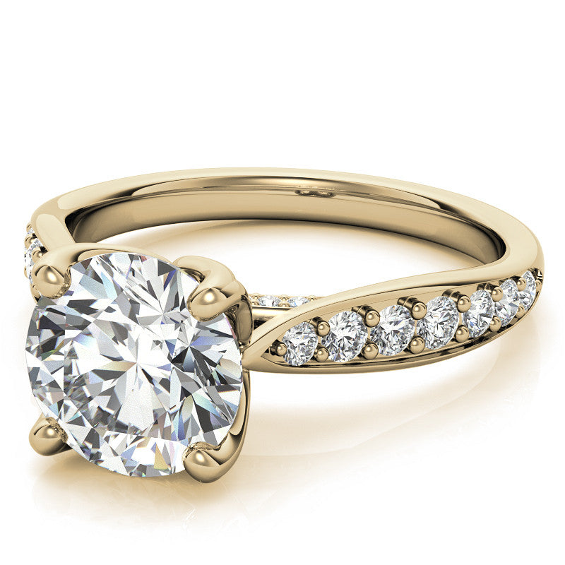 Round Tulip Cathedral Moissanite Engagement Ring