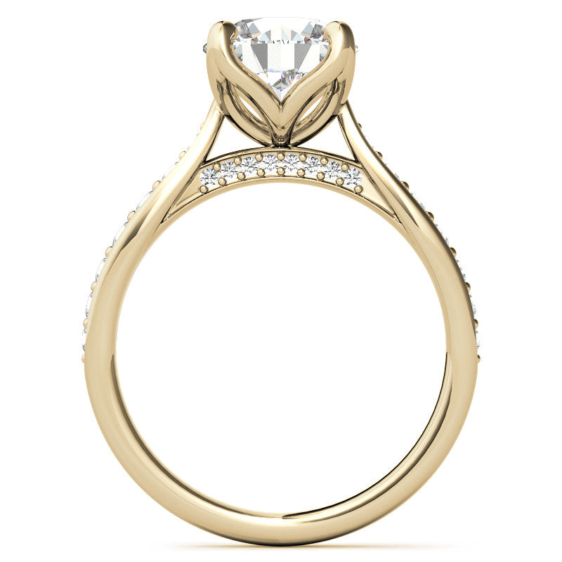 Round Tulip Cathedral Moissanite Engagement Ring
