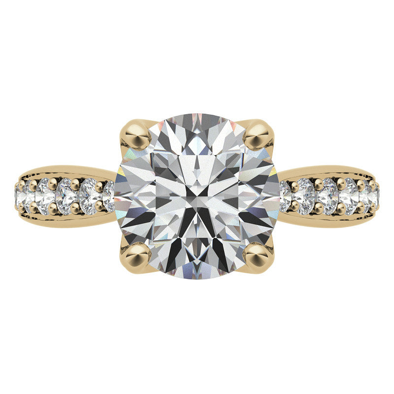 Round Tulip Cathedral Moissanite Engagement Ring